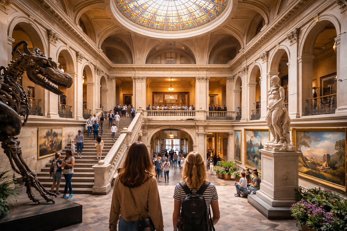 Grand museum hall invites first-time visitors to choose highlights wisely.