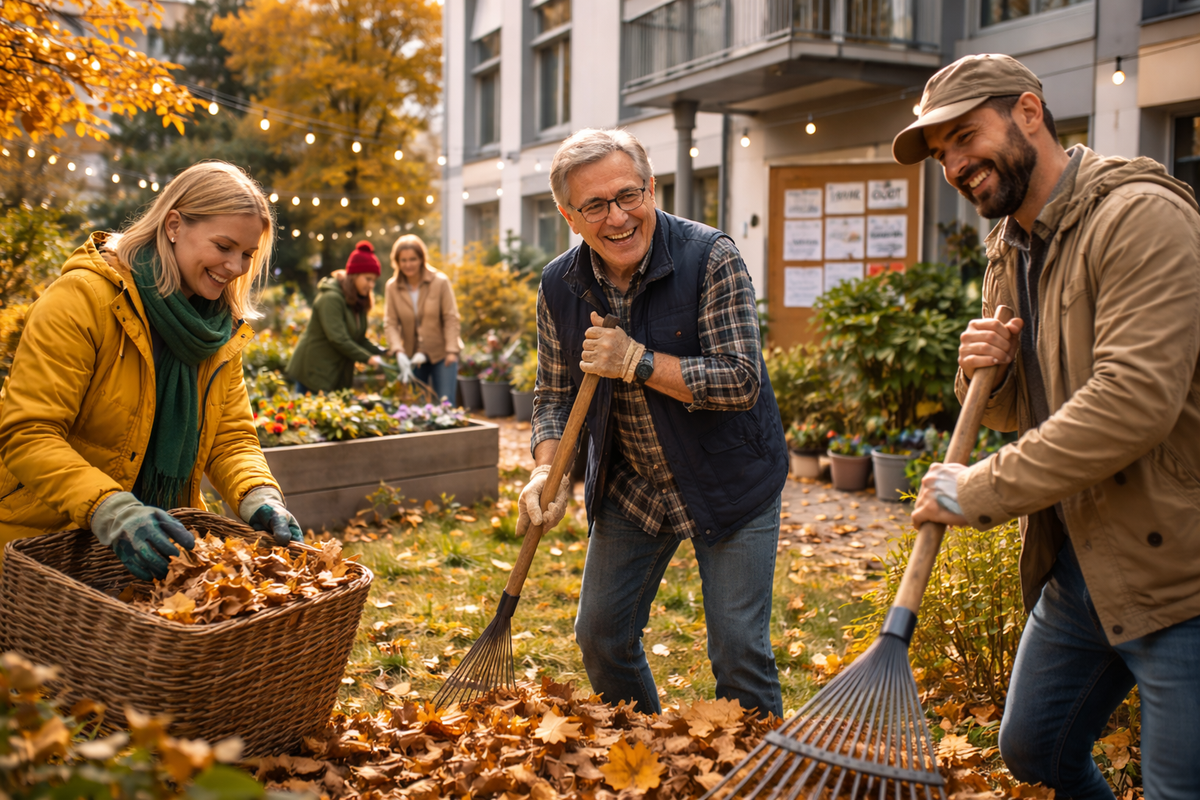 Neighbours gather for talkoot, building trust through quiet, shared routines.