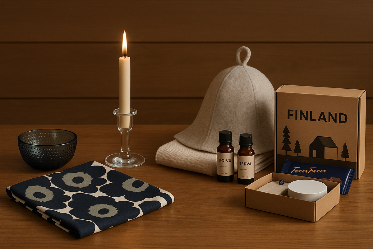 A set of meaningful Finnish gifts under fifty euros combines small design objects, quality sauna items and a personalized âFinland boxâ for someone special.