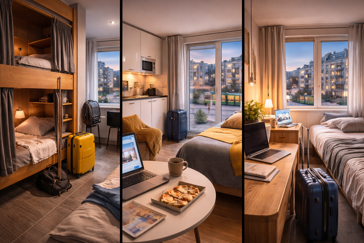 Hostel, studio, and room options show practical Finland starter stays.