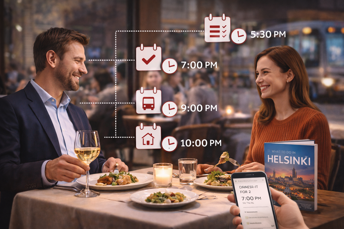 Cozy weekday dinner with a calm pace and easy trip home.