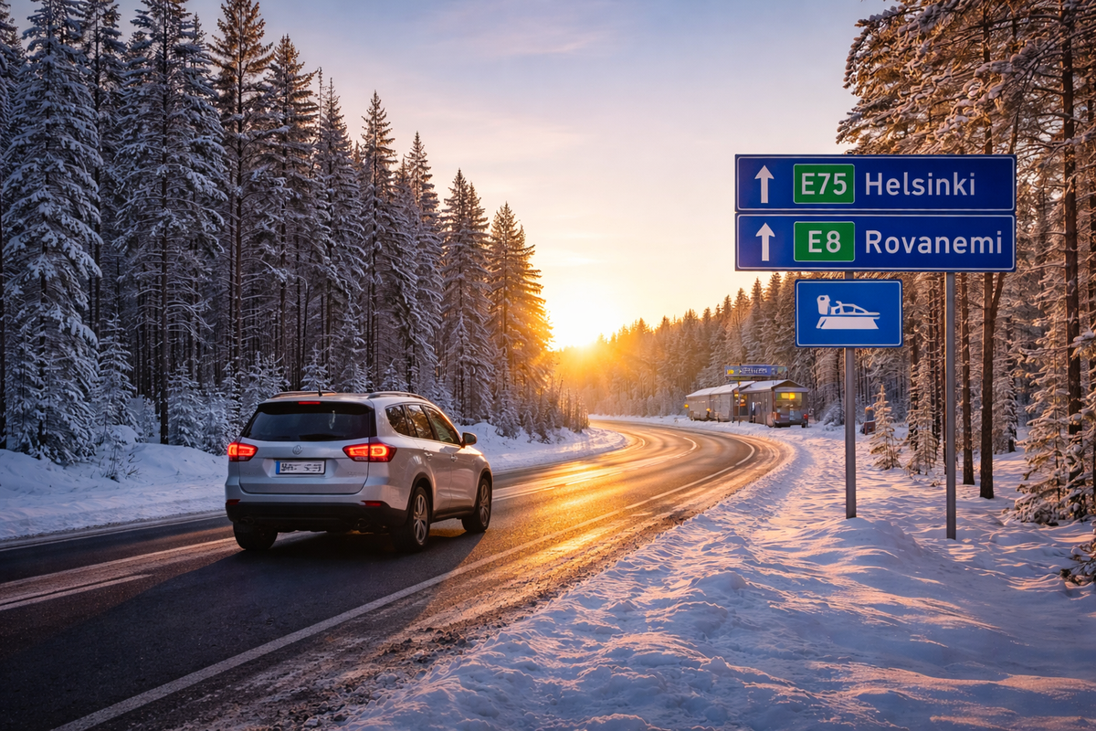Winter drive in Finland: clear roads, signs, and no toll surprises.