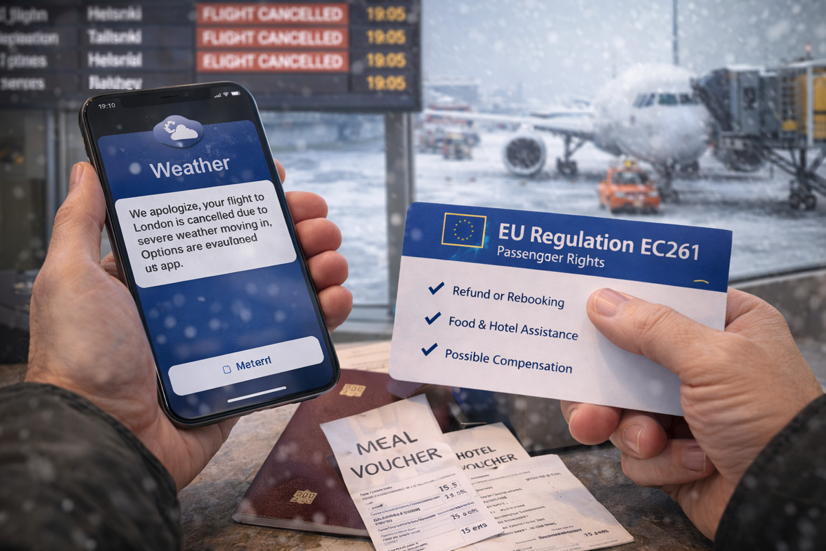 Snowstorm cancellation: keep your options, document care, and rebook calmly.