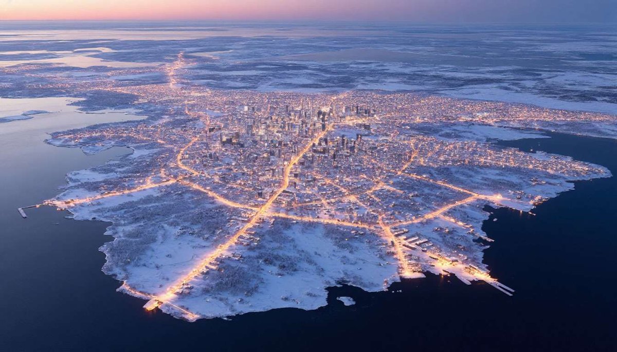 A stylized winter map of Finland showing main Posti hubs.